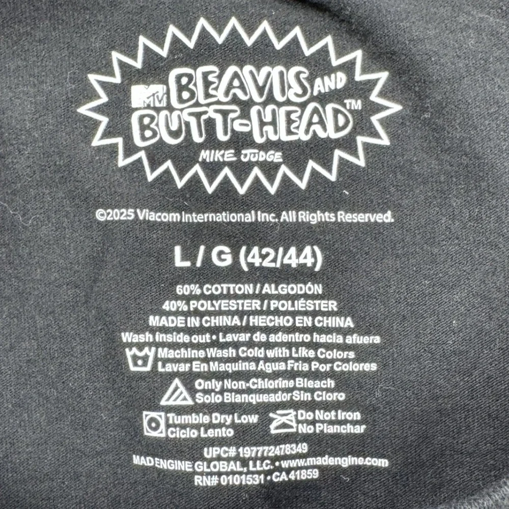 Beavis and Butt-Head Mad Engine T Shirt Mens L Black MTV Cartoon‎ Graphic Tee